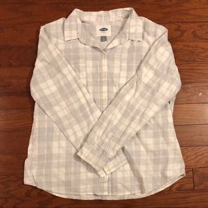 Gray/White Classic Fit Plaid Shirt
